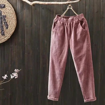 Nowe 2019 wiosna jesień Damskie spodnie plus size aksamitne spodnie all-matched codzienne czarne luźne spodnie wysokiej jakości D504