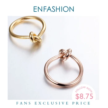 Enfashion sprzedaż Hurtowa węzeł pierścień ze stali nierdzewnej różowe złoto kolor mini pierścień moda pięść pierścienie dla kobiet biżuteria bagietki Anillos