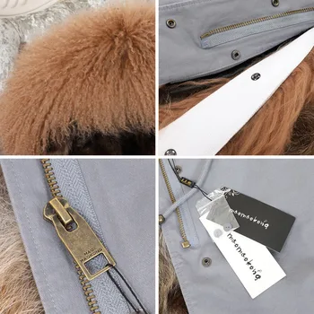 Wysokiej jakości Raccoon fur wyściółka futro futro luksusowy naturalna wełna zima ciepła caot moda damska z futra płaszcz kurtka zimowa