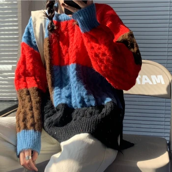 Colorfaith New 2020 Jesień Zima swetry Damskie swetry ciepłe koreański modne oversize vintage dzikie damskie bluzy SW858