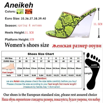 Aneikeh nowy serpentyn PVC przezroczysta buty Damskie na wysokim obcasie sukienka kapcie letnia moda poślizgu na kliny slajdy damskie muły