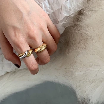 GHIDBK 925 srebro próby skręcone nieregularne otwarte pierścienie kobiety oświadczenie minimalistyczny srebrny pierścień niepowtarzalny design pierścień proste biżuteria