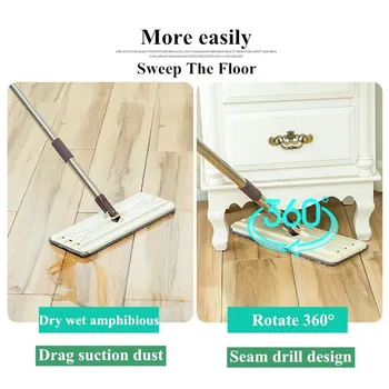 Automatyczne obracanie samooczyszczające mopa Wolna ręczny Mop z wiadrem na mokro i sucho zastosowanie Squeeze Flat Mop Home Kitchen Floor Cleaner Tools
