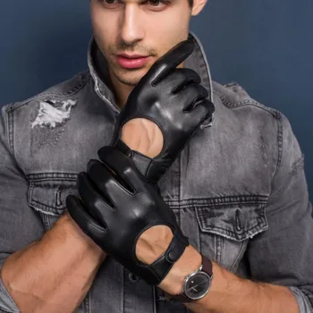 Rękawiczki męskie z naturalnej skóry Lokomotywa jazdy rękawice Lmported kożuch ekran dotykowy zimowe czarne rękawiczki