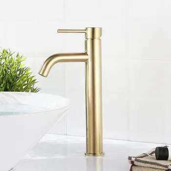 MTTUZK Solid Brass Brushed Gold Basin Faucet Matte Black Basin Faucet Hot Cold Mixer Taps Rose Gold Heighting Faucet