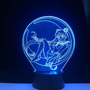 HY Anime Sailor Moon light 3D LED 16 kolorów zmiana światła chłodna dziewczyna sypialnia dla dzieci biżuteria prezent pilot zdalnego sterowania