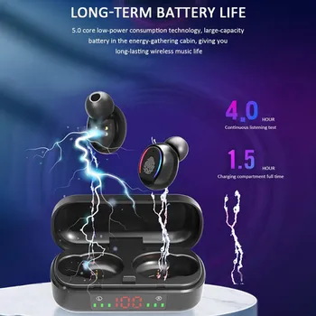 Elektryczny wyświetlacz bezprzewodowy sportowy stereo słuchawki HD Call Headset V8-1 TWS U type Light Touch Control słuchawki Bluetooth LED