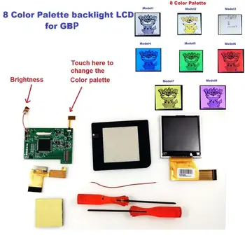 8 paleta kolorów Back Light LCD For GBP LCD High Light zestawy dla własnej konsoli GameBoy-nie trzeba robić lutowania