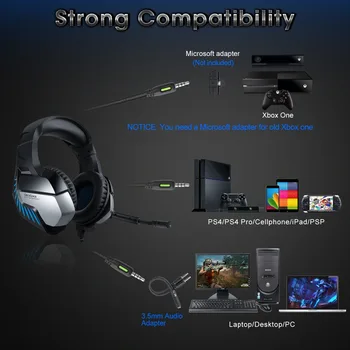 ONIKUMA casque PS4 PC Gamer Headset stereo bass gier słuchawki z mikrofonem led dla konsoli Xbox One/tapety laptopa