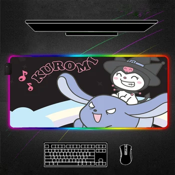 Led podkładka pod mysz Rgb kreskówka Cute My Melody Kuromi naturalny Ogromny podkładka pod mysz laptop mata do gry akcesoria gier mat z podświetleniem