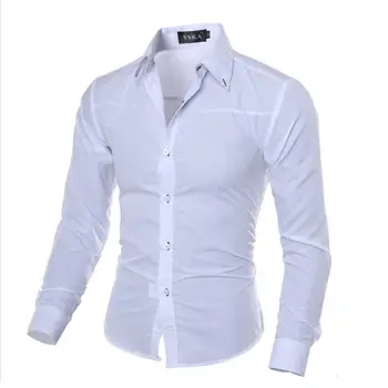 Ropa de marca de talla grande 5XL, ropa de algodón para hombre, camisa manga larga lisa y suave para hombre, camisas informales
