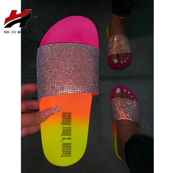 NAN JIU MOUNTAIN 2020 damskie klapki sandały płaskie letnie damskie buty z otwartym palcem moda rhinestone Rzymski wiatr plus rozmiar 35-43