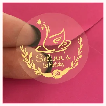 60 Custom Crown Swan 40th birthday party gold foil favor naklejki spersonalizowane różowe złoto pierwsze prezenty urodzinowe pudełko butelka etykieta
