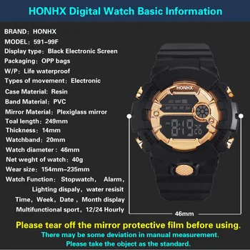 HONHX Brand LED Men Digital Watch Fashion Chronos Countdown Męskie wodoodporny zegarek sportowy Man Military Clock Relogio Masculino