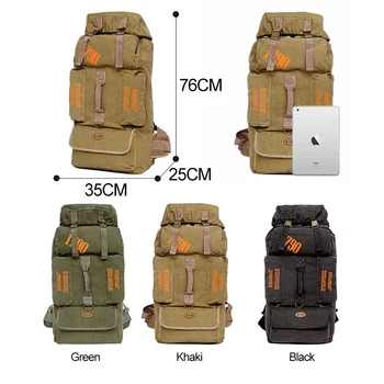 90L dużej pojemności osób odkryty camping plecaki podróży płótno silny, wytrzymały plecak torba bagaż