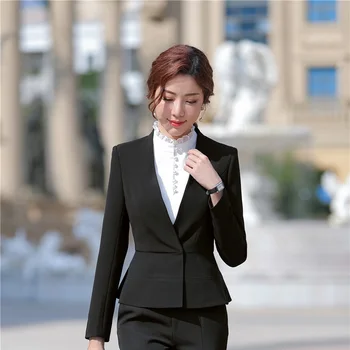 Eleganckie białe formalne biznesowych żakiety i kurtki płaszcze dla kobiet Panie biuro 2019 wiosna jesień topy odzież wierzchnia odzież plus size