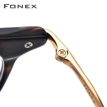 FONEX Tytan octan optyczne okulary przepisane im mężczyźni rocznika retro okrągłe okulary oprawa kobiety krótkowzroczność okulary Przeciwsłoneczne 857