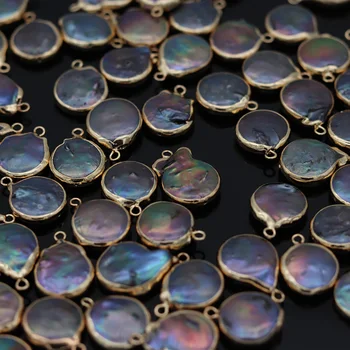 5szt naturalne słodkowodne perły zawieszenia płaskie okrągłe zawieszki do tworzenia biżuterii DIY akcesoria pasują naszyjniki rozmiar 10x18-12x20 mm
