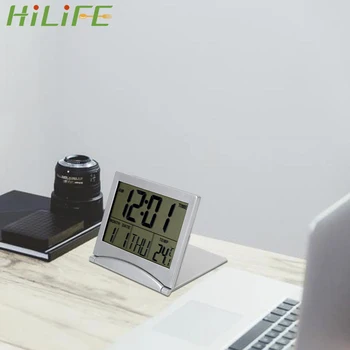HILIFE wielofunkcyjny wystrój domu budzik, czas, data, temperatura, timer zegar LCD cyfrowy zegarek elektroniczny składane