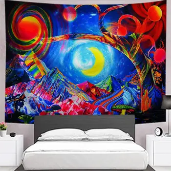 Psychodeliczny wzór łóżeczko Pokój na ścianie gobelin hippie wystrój domu koc ozdoby murale chambre T548