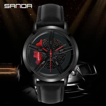 SANDA zegarki męskie skóra biznes wypoczynek moda koła serii chronograf zegarek męski zegarek kwarcowy relojes hombre relogio masculino