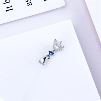 CLUCI 925 srebro próby parasol w kształcie kobiet perła wisiorki wisiorek montaż biżuterii niebieski Cyrkon wisiorek prezent biżuteria SP414SB