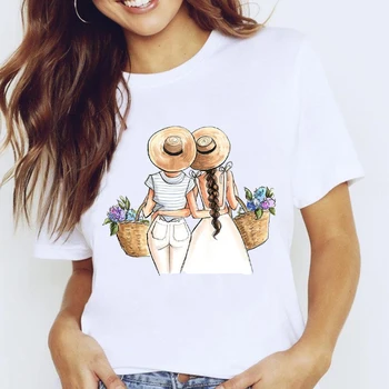 Kobiety Graficzny Podróży Wakacje Słodki Modny Trend Ładny Druku Kreskówka Lady Bluzki, Koszulki Drukowanie T-Shirt Damski T-Shirt