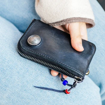 2020 nowa dostawa japońskie sztuki retro ręcznie skóry wołowej nowy portfel skórzany klucz torebka torba na ramię dla kart