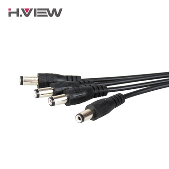 H. View 1 to 4 DC Power Splitter kabel 1 Kobieta do 4 Wyjście Męski dla kamery cctv 5.5 mm / 2.1 mm akcesoria systemy cctv