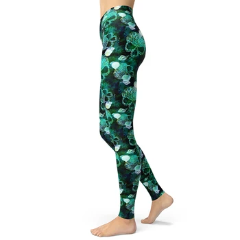 Rybia łuska czaszka drukowane legginsy dla kobiet gotycki sexy stretch fitness zielony Push Up legginsy matowe maślany miękkie, wąskie spodnie