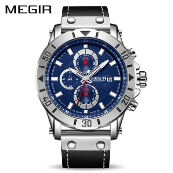 Chronograf kwarcowy zegarek dla mężczyzn najlepsze marki luksusowych MEGIR Blue Męskie zegarki sportowe zegarki Relogio Masculino Montre Homme Hour Time