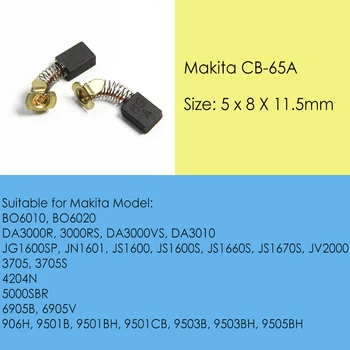Oryginalne szczotki węglowe Makita CB65A dla silnika elektronarzędzia części zamienne 5 x 8 x 11,5 mm CB65 CB72 CB76 CB52 CB53