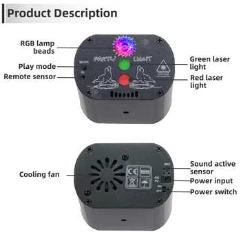 2019 nowy mini USB ładowanie DJ Disco Strobe Light Party Stage Lighting Effect sterowanie głosem laserowy projektor światła na parkiecie