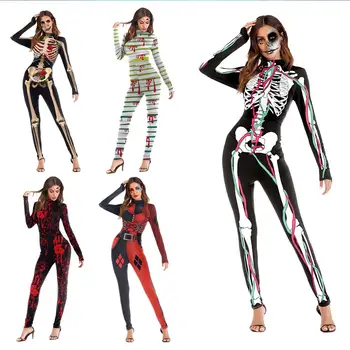 2020 nowy szkielet straszny Halloween kostium dla kobiet wampir kombinezon zombie horror plus rozmiar Karnawał impreza Purim chowanie