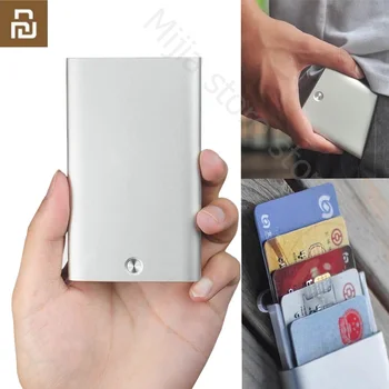 Oryginalny Youpin Business Card Case Automatic Pop Up Box Cover ultra-cienki metalowy uchwyt karty portfel ID Card Box dla mężczyzn kobiet H30