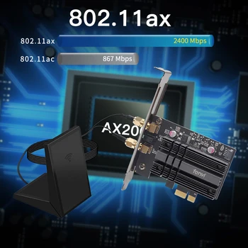 Dwuzakresowy 2400 Mb / s bezprzewodowa PCI-E, Wi-fi adapter WiFi 6 Intel AX200 Bluetooth 5.0 802.11 ax 2.4 G/5G AX200NGW karta do KOMPUTERA stacjonarnego