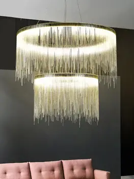 LED pędzelkiem żyrandol zdalnego nowoczesny trójkolorowy regulowany Nordic restauracja żyrandol urządzony w luksusowym stylu, salon oświetlenia