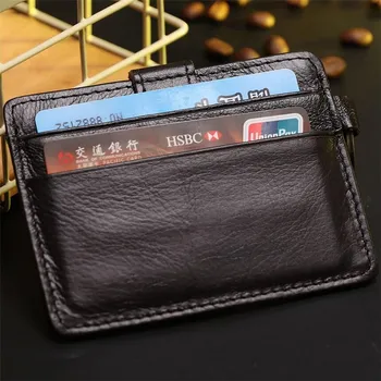 Baborry Coffee RFID Theft Protect Card Holder skóra naturalna Man Mini Credit Card Wallet portfel męski portfel cienki mały
