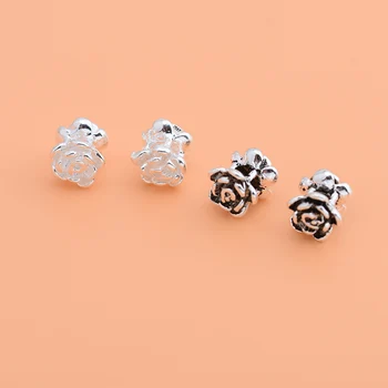 10szt S925 srebro kwiat koraliki akrylowe koraliki akcesoria handmade DIY biżuteria koronki materiał bransoletka akcesoria