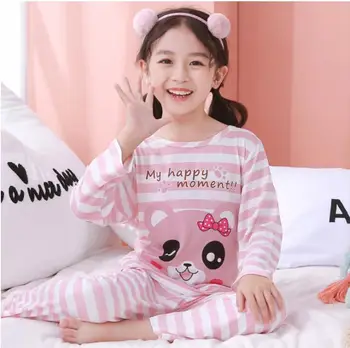 Dziecięce piżamy komplety Dziecięce piżamy 2020 Wiosna piżamy z długim rękawem zwierząt druku dziewczyny bielizna nocna odzież Dziecięca bielizna nocna odzież domowa