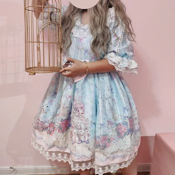 Księżniczka tea party sweet Lolita elegancka sukienka koronki bowknot wysoka talia wiktoriański strój duży rozmiar, duży rozmiar XL-3XL cos