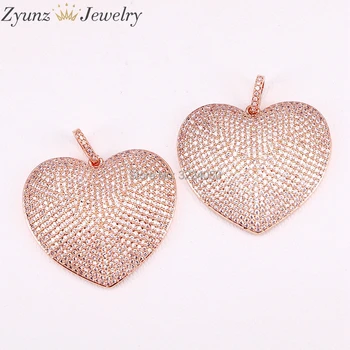 5szt AZYZ300-4100 mikro utorować pełna CZ kamień piękne serce naszyjnik zawieszenia kobiety lady biżuteria