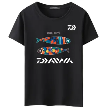 Daiwa rybackie t-shirt dżersejowy z krótkim rękawem bawełna rybacy Wędkarstwo karp pstrąg bas przynęta anty-UV szybkoschnąca oddychająca odzież