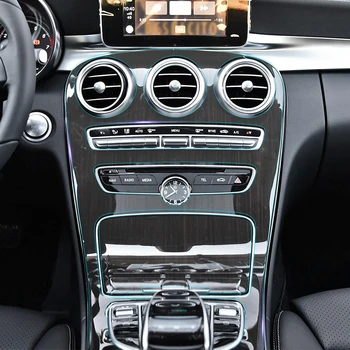 Wnętrze samochodu niewidoczna folia ochronna konsola środkowa Panel sterowania przekładni TPU naklejka dla Mercedes Benz C Class C180 akcesoria