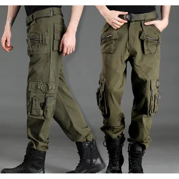 Moda Plus Size Unisex Spodnie-Cargo Casual Spodnie-Biegacze Męskie Wojskowe Wojskowe Zielone Spodnie Kamuflażowe Spodnie Taktyczne Spodnie