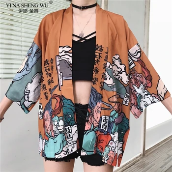 Kimono kobieta 2020 japońskie kimono sweter cosplay koszula bluzka dla kobiet japońska yukata kobiecy letni plażowy kimono