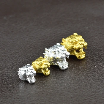 3D 999 Srebrny Tygrys głowa koraliki czyste srebro biżuteria akcesoria koraliki DIY bransoletka koraliki
