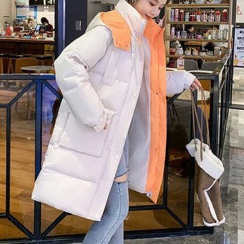 6 kolorowy długi płaszcz zimowy damski kaptur casual kurtka puffer damska zipper dół płaszcz temat parki ciepłą odzież koreański 2020