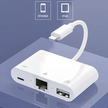 OTG Ethernet USB adapter Lightning to RJ45 LAN 1000 Mb z sieć przewodowa USB, pamięci flash USB dla iPhone 7 8 11 X XS pro