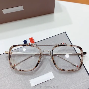Thom TBS816 ręcznie octanowe okulary dla mężczyzn dla kobiet optyczne ramki do punktów kwadratowa Żółw z logo luksusowej marki